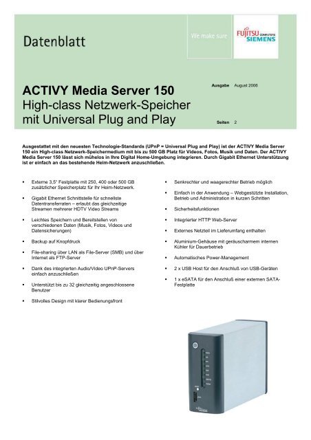 ACTIVY Media Server 150 High-class Netzwerk-Speicher mit ...