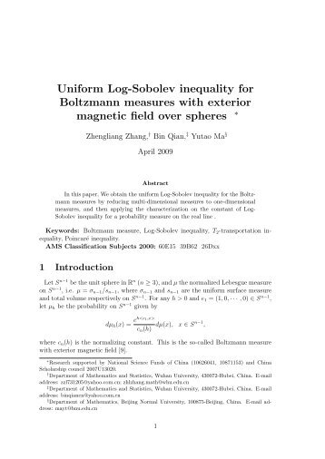 Uniform Log-Sobolev inequality for Boltzmann measures with ...