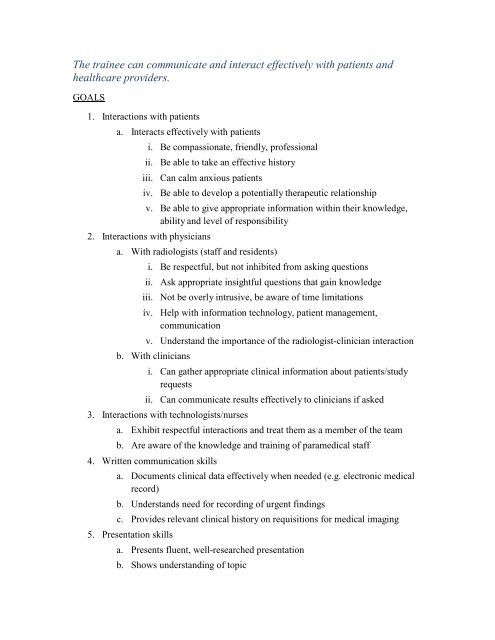 Radiology Clerkship Curriculum & Site Specific Contact Information