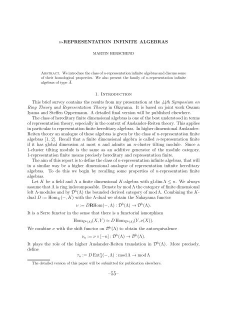 Proceedings of the 44th Symposium on Ring Theory and ...