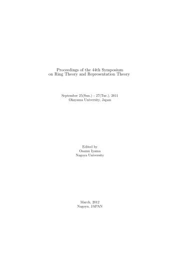 Proceedings of the 44th Symposium on Ring Theory and ...