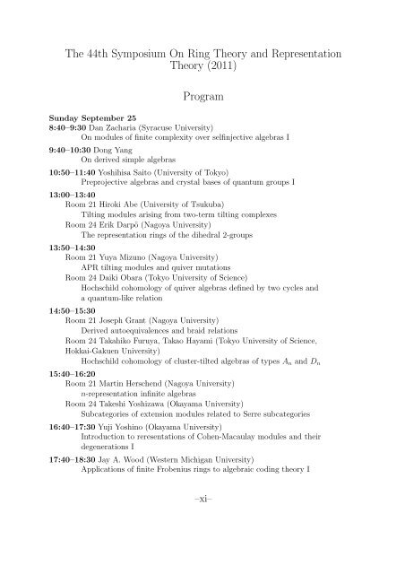 Proceedings of the 44th Symposium on Ring Theory and ...