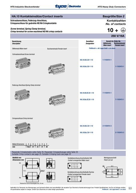 Industrie-Steckverbinder Heavy Duty Connectors