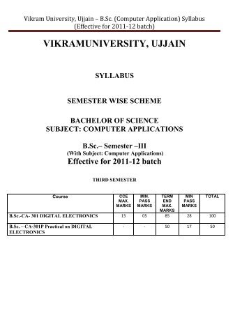 Vikram University, Ujjain â€“ B.Sc. (Computer Application) Syllabus ...