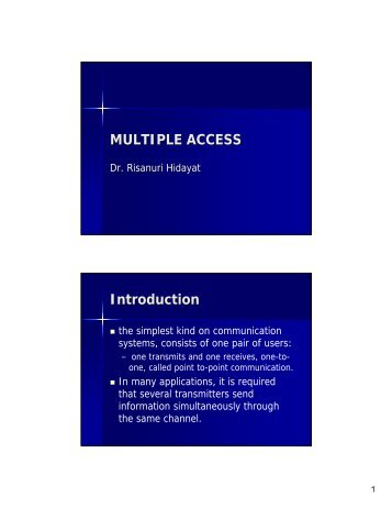MULTIPLE ACCESS Introduction