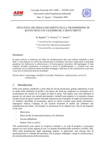 1. Introduzione - Ingegneria Meccanica, Nucleare e della Produzione