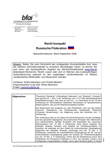 Recht kompakt Russische Föderation - IHK Mittlerer Niederrhein