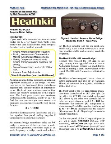 Heathkit HD-1422-A Antenna Noise Bridge - Orange County ...