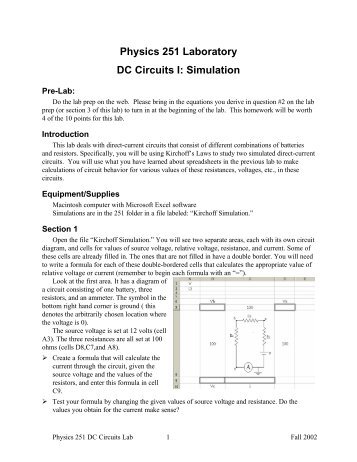 DC Circuits Lab - Web Physics
