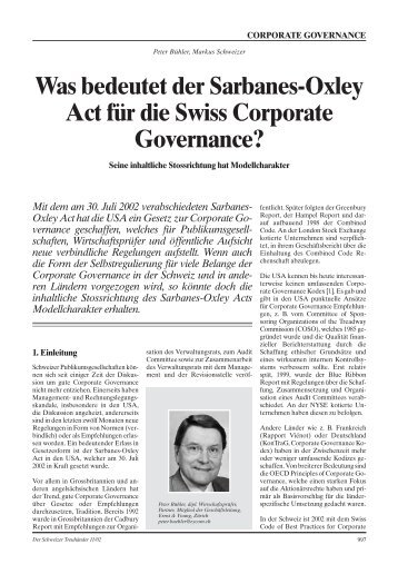 Was bedeutet der Sarbanes-Oxley Act fÃƒÂ¼r die Swiss ... - Schweiz