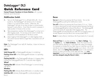 DataLogger DL3 Quick Reference Card - McElroy Manufacturing, Inc.