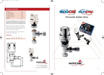 Altecnic EcoCal TRV Spec Sheet - Advanced Water