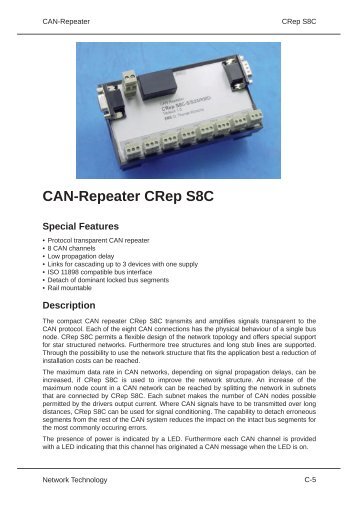 CAN Repeater CRep S8C Special Features - Ems-wuensche.com