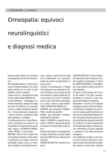 Omeopatia: equivoci neurolinguistici e diagnosi medica - (SMB) Italia