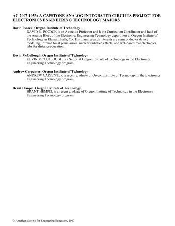 ac 2007-1053: a capstone analog integrated circuits ... - Icee.usm.edu