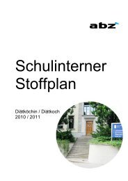 Schulinterner Stoffplan Berufskunde DiÃ¤tkÃ¶chin/DiÃ¤tkoch