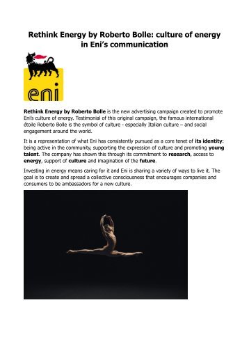 Eni Rethink Energy by Roberto Bolle: the new campaign