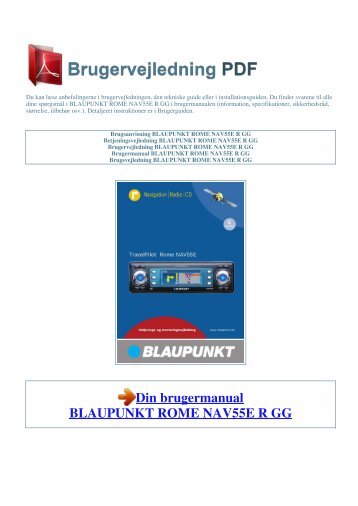 Brugsanvisning BLAUPUNKT ROME NAV55E R GG - 1