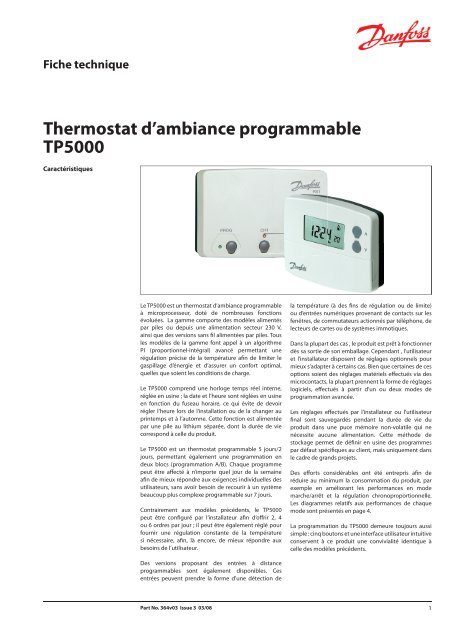Thermostat d'ambiance programmable TP5000 - Danfoss Chauffage