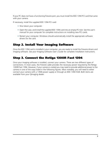 Retiga 1300R Fast 1394 User's Manual - QImaging