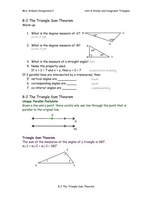 8 2 The Triangle Sum Theorem Notes