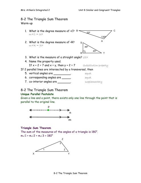 8-2 The Triangle Sum Theorem notes