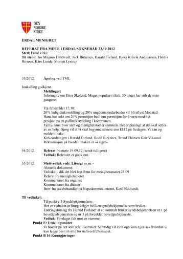 Referat Erdal 23. oktober 2012