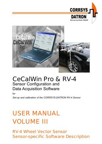 CeCalWin Pro & RV-4 USER MANUAL VOLUME III - Corrsys Datron