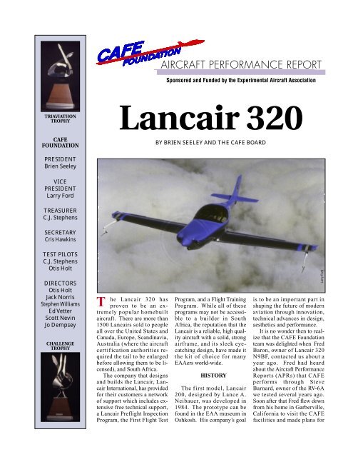 Lancair 320 - CAFE Foundation