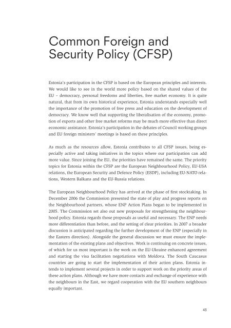 Common Foreign and Security Policy (CFSP)