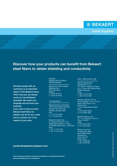 Brochure Stainless steel filler material for plastics - Bekaert