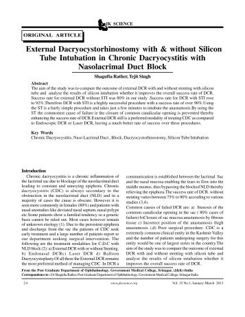 24 . External Dacryocystorhinostomy with & without ... - JK Science