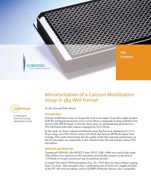 Miniaturization of a Calcium Mobilization Assay in 384 Well Format