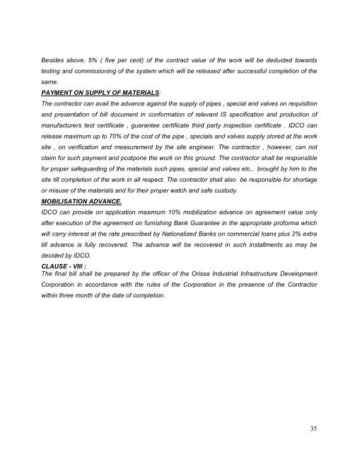 bid document for the work - IDCO