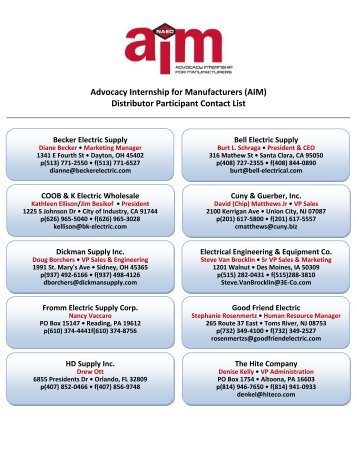 (AIM) Distributor Participant Contact List