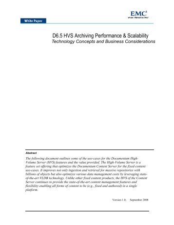 D6.5 HVS Archiving Performance & Scalability - EMC Community ...