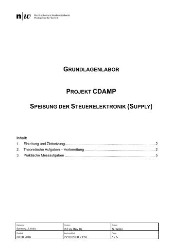 Speisung der Steuerelektronik (Supply) - wicTronic