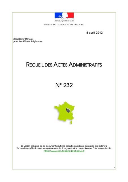 RAA 232 - Préfecture de la Côte-d'Or