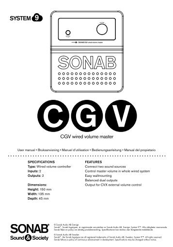 CGV wired volume master - Sonab Audio