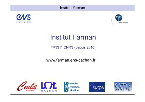 Ouverture de la journÃ©e - Institut Farman - ENS Cachan