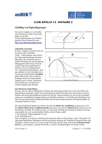 Gleitflug von Papierflugzeugen - uniKIK - Leibniz UniversitÃ¤t Hannover