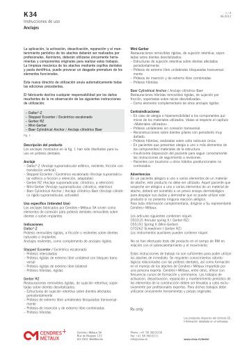 Instrucciones de uso Anclajes - Cendres & Métaux SA