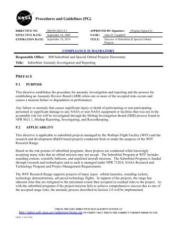 800-PG-8621.0.1 - FOIA and eLibrary website! - NASA