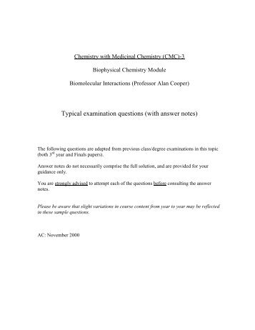 Typical examination questions (with answer notes)