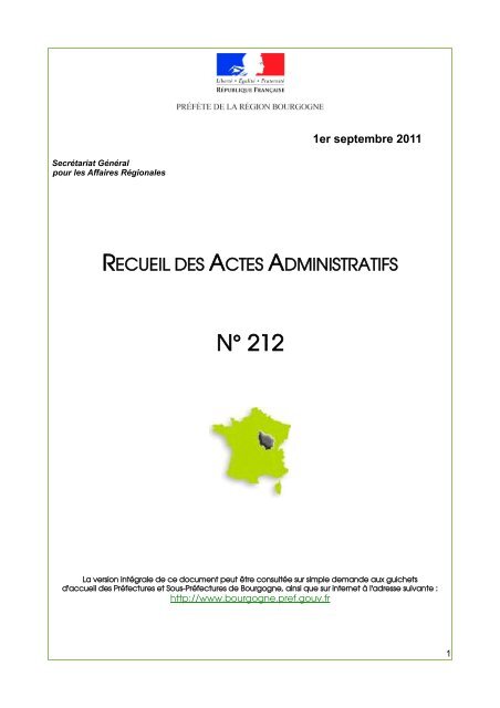 RAA 212 - Préfecture de la Côte-d'Or