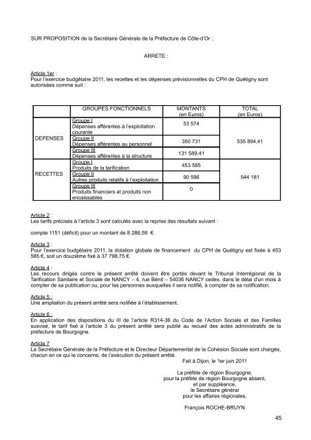 RAA 212 - Préfecture de la Côte-d'Or