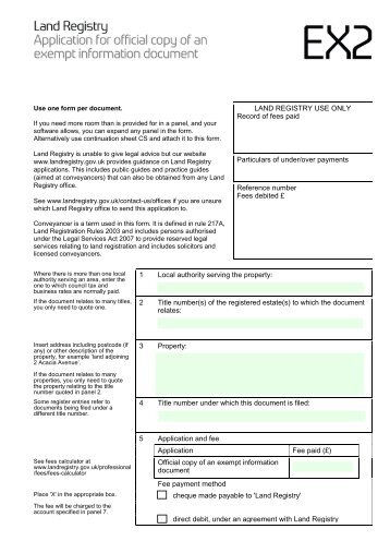 Form EX2 - Land Registry