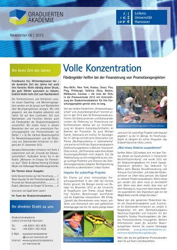 Newsletter 06/2012 - Graduiertenakademie - Leibniz UniversitÃ¤t ...