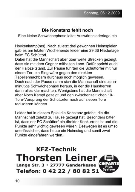 06.12.2009 - Turnerschaft Hoykenkamp e.V.