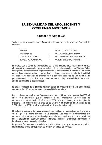 la sexualidad del adolescente y problemas asociados - academia ...